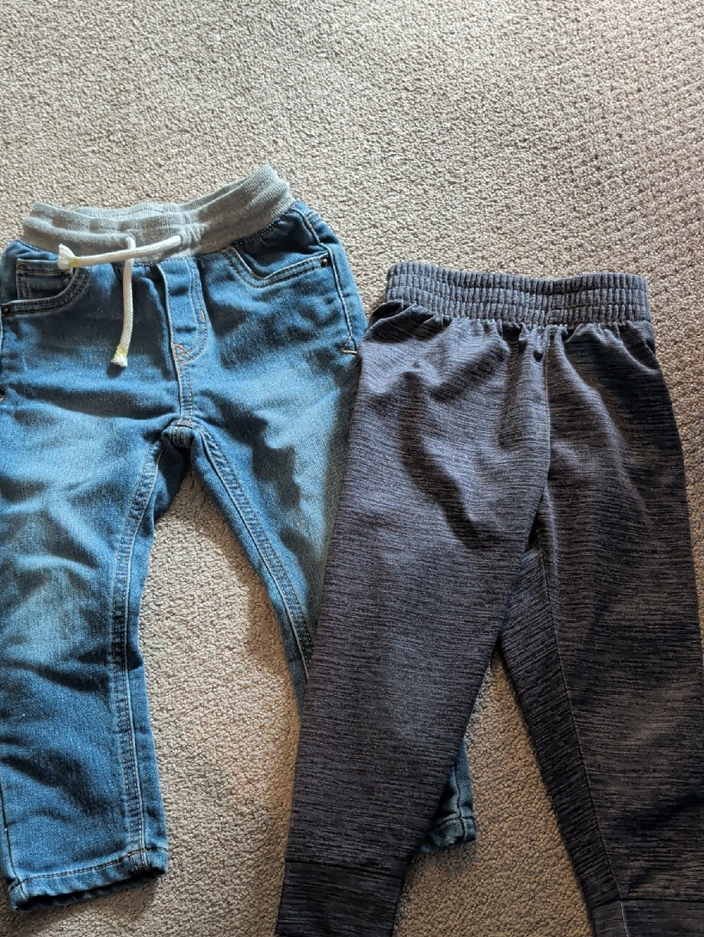 Cat & Jack Blue Denim Jogger and Nike Charcoal Knit Jogger 2-Pack